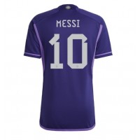 Koszulka piłkarska Argentyna Lionel Messi #10 Strój wyjazdowy MŚ 2022 tanio Krótki Rękaw